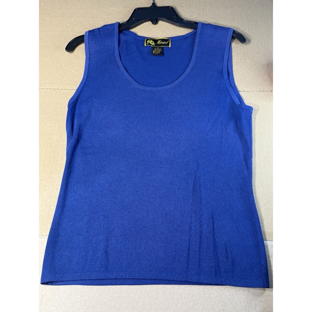 Mirasol Ribbed Blue‎ Knit Tank Sleeveless Fitted Y2K Classic Size M